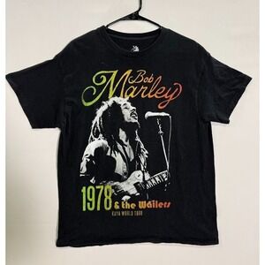 Bob Marley 1978 Kaya World Tour T Shirt Mens L Black Graphic Reggae Tee